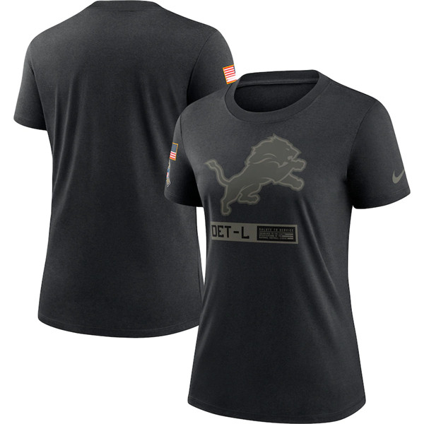 Women's Detroit Lions Black NFL 2020 Salute To Service Performance T-Shirt (Run Small)